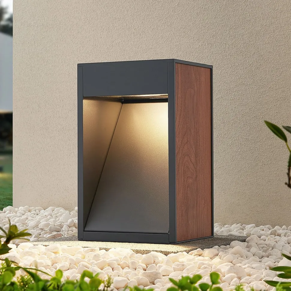 Lucande Ansala R7s sokkellamp met houtdecor