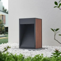 Lucande Ansala R7s sokkellamp met houtdecor