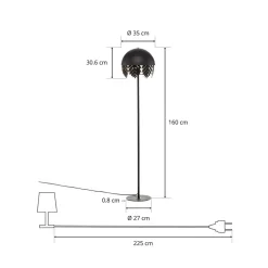 Lucande Aparas vloerlamp, bladlook, zwart-goud