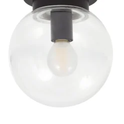 Lucande Badolo plafondlamp, zwart, glas, Ø 15 cm, IP44