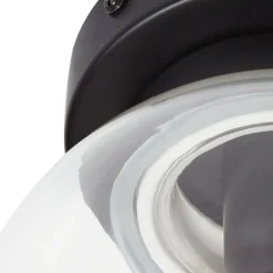 Lucande Badolo plafondlamp, zwart, glas, Ø 15 cm, IP44