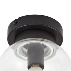 Lucande Badolo plafondlamp, zwart, glas, Ø 15 cm, IP44