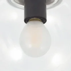 Lucande Badolo plafondlamp, zwart, glas, Ø 15 cm, IP44