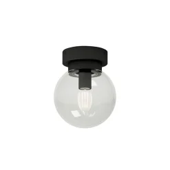 Lucande Badolo plafondlamp, zwart, glas, Ø 15 cm, IP44