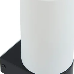 Lucande Basolo badkamer wandlamp, zwart, hoogte 31,5 cm, glas