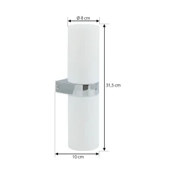 Lucande Basolo badkamer wandlamp, chroom, hoogte 31.5cm, glas, IP44
