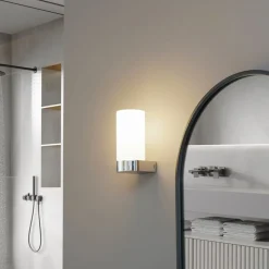 Lucande Basolo badkamer wandlamp, chroom, hoogte 17,2 cm, glas