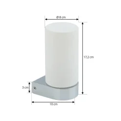 Lucande Basolo badkamer wandlamp, chroom, hoogte 17,2 cm, glas