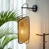 Lucande Bassiola wandlamp met bamboe kap
