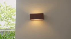 Lucande Bente buitenwandlamp, roestkleurig, aluminium, 11 cm