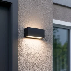 Lucande Bente buitenwandlamp, antraciet, aluminium, 11 cm