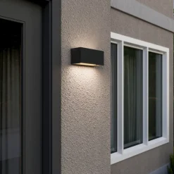 Lucande Bente buitenwandlamp, antraciet, aluminium, 11 cm