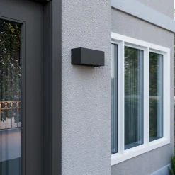 Lucande Bente buitenwandlamp, antraciet, aluminium, 11 cm