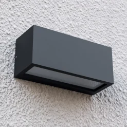 Lucande Bente buitenwandlamp, antraciet, aluminium, 11 cm