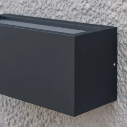 Lucande Bente buitenwandlamp, antraciet, aluminium, 11 cm