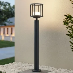 Lucande Berenike tuinpadverlichting, 85 cm, donkergrijs, metaal, GX53