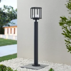 Lucande Berenike tuinpadverlichting, 85 cm, donkergrijs, metaal, GX53