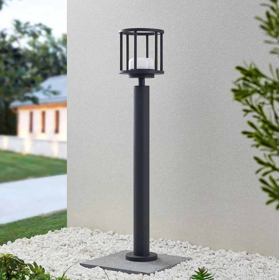 Lucande Berenike tuinpadverlichting, 85 cm, donkergrijs, metaal, GX53