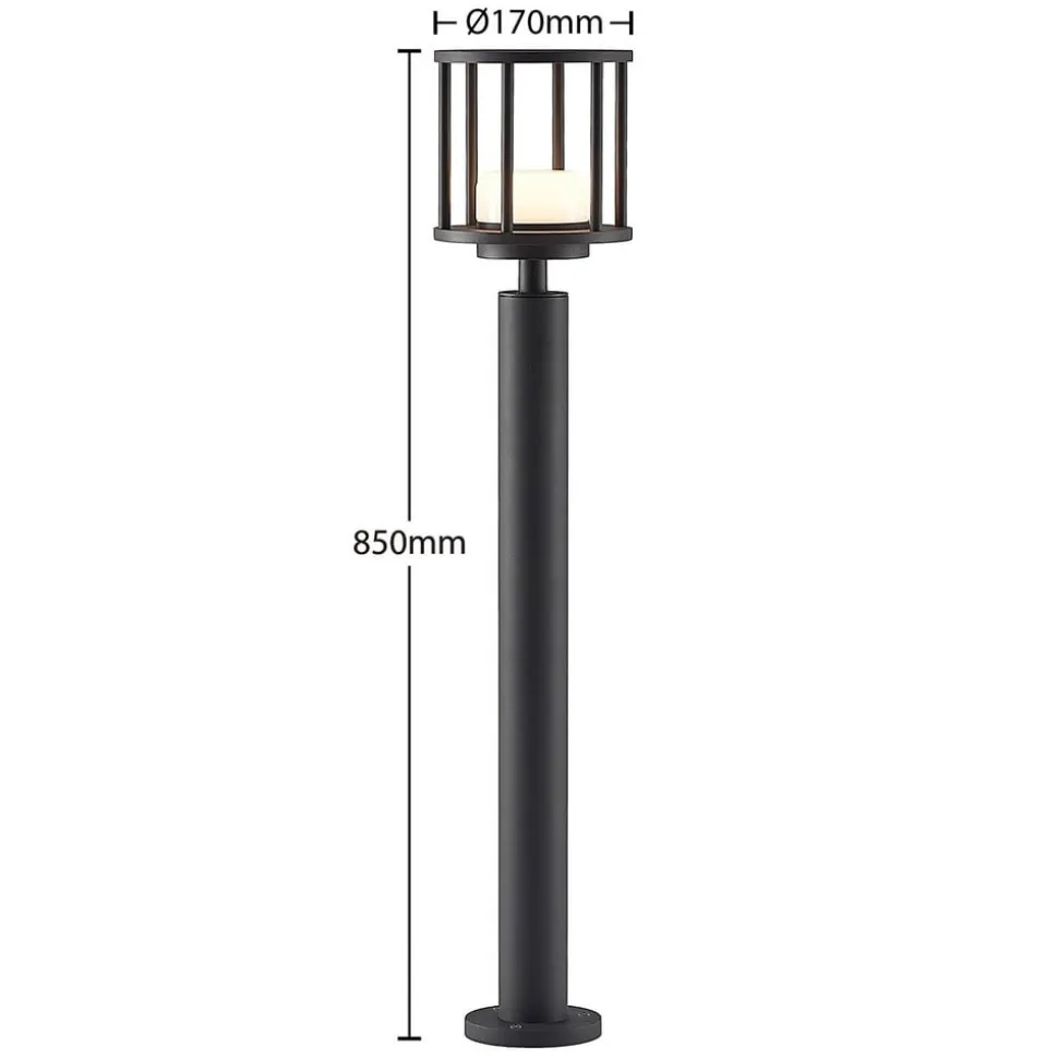 Lucande Berenike tuinpadverlichting, 85 cm, donkergrijs, metaal, GX53