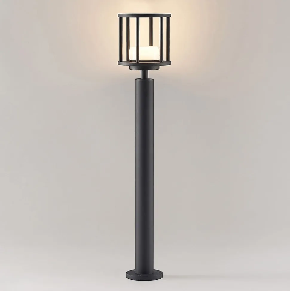 Lucande Berenike tuinpadverlichting, 85 cm, donkergrijs, metaal, GX53