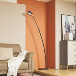 Lucande booglamp Boga, zwart, metaal, dimbaar