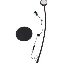 Lucande booglamp Boga, zwart, metaal, dimbaar