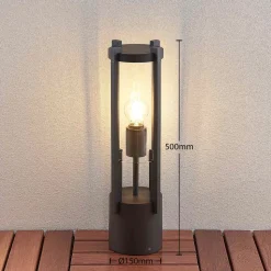 Lucande Brienne sokkellamp, 50 cm, antraciet, metaal