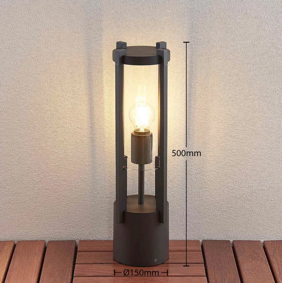 Lucande Brienne sokkellamp, 50 cm, antraciet, metaal