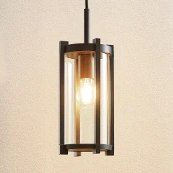 Lucande buiten hanglamp Brienne, antraciet, aluminium, Ø 15cm