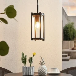 Lucande buiten hanglamp Brienne, antraciet, aluminium, Ø 15cm