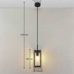 Lucande buiten hanglamp Brienne, antraciet, aluminium, Ø 15cm