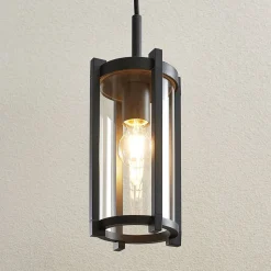 Lucande buiten hanglamp Brienne, antraciet, aluminium, Ø 15cm