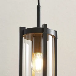 Lucande buiten hanglamp Brienne, antraciet, aluminium, Ø 15cm