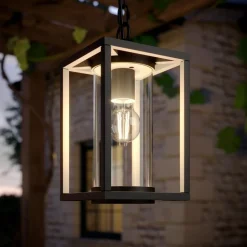 Lucande buiten hanglamp Ferda, 25 cm, antraciet, IP44