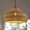 Lucande buiten hanglamp Taniola, 1-lamp, beige, rotan, IP44