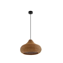 Lucande buiten hanglamp Taniola, 1-lamp, beige, rotan, IP44