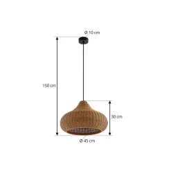 Lucande buiten hanglamp Taniola, 1-lamp, beige, rotan, IP44