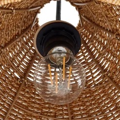 Lucande buiten hanglamp Taniola, 1-lamp, beige, rotan, IP44