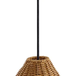 Lucande buiten hanglamp Taniola, 2-lamps, beige, rotan, IP44