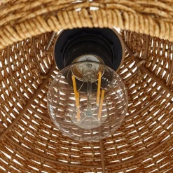 Lucande buiten hanglamp Taniola, 3-lamps, beige, rotan, IP44