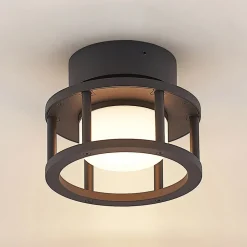 Lucande buiten plafondlamp Berenike, Ø 17 cm, grijs, GX53