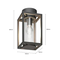 Lucande buiten plafondlamp Ferda, 29 cm, antraciet, IP44