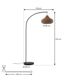 Lucande buiten vloerlamp Taniola, beige, rotan, 195cm, IP44