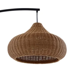 Lucande buiten vloerlamp Taniola, beige, rotan, 195cm, IP44