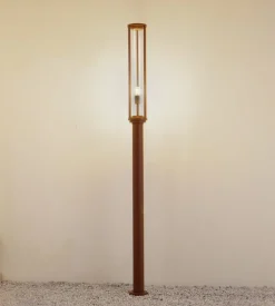 Lucande buitenlamp Alivaro, roestkleurig, 220 cm, E27, IP65