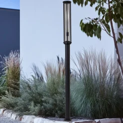 Lucande buitenlamp Alivaro, zwart, 220 cm, E27, IP65