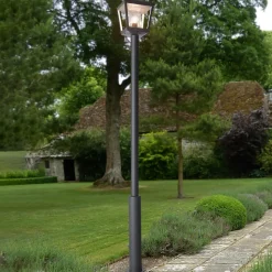 Lucande buitenlamp Dunia, antraciet, metaal, hoogte 220 cm