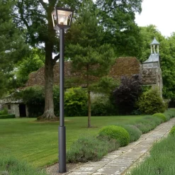 Lucande buitenlamp Dunia, antraciet, metaal, hoogte 220 cm