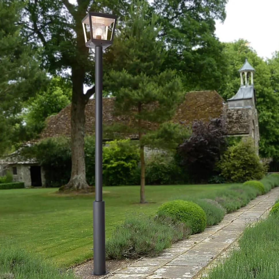 Lucande buitenlamp Dunia, antraciet, metaal, hoogte 220 cm