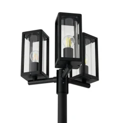 Lucande buitenlamp Siveta, 240cm, 3-lamps, zwart, E27, IP65